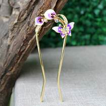 Guoyun craft cloisonne hairpin Metal ancient style hairpin plate hair jewelry headdress ancient costume faltering Chinese style hairpin