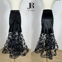 JIA modern dance ballroom dance skirt new national standard dance fishtail mesh large swing skirt performance costume waltz for women