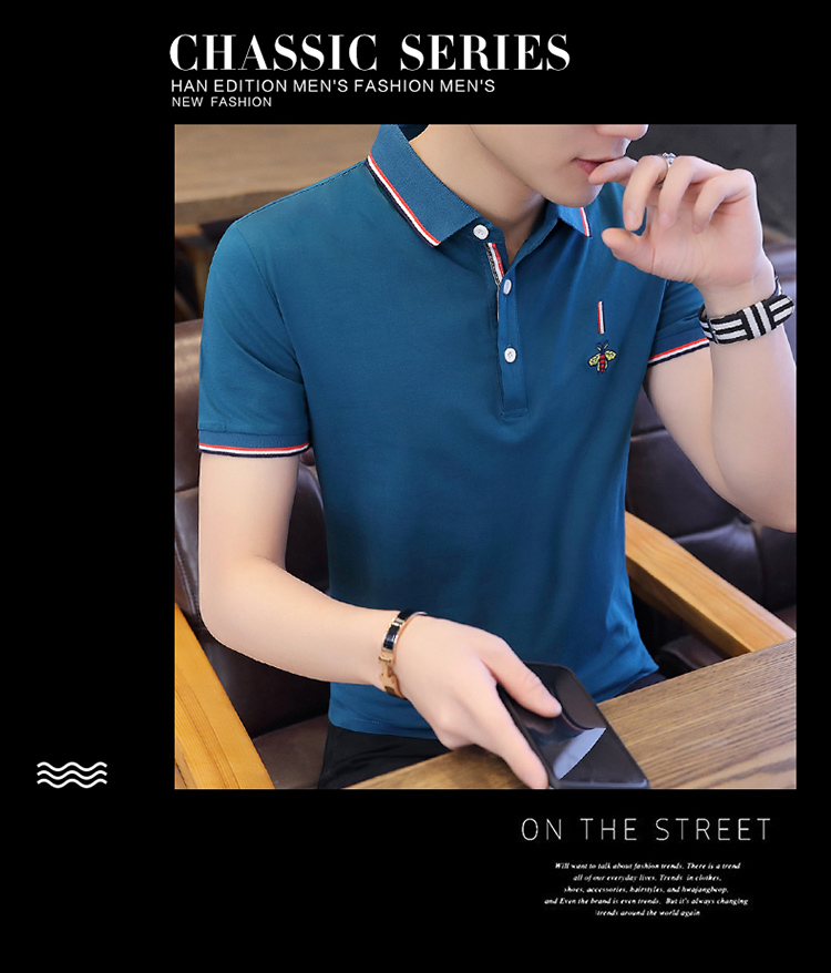 Mùa hè 2019 mới nam ngắn tay áo thun ve áo polo áo sơ mi cổ áo tay áo nửa xu hướng quần áo cotton nam - Polo áo thun nam có cổ