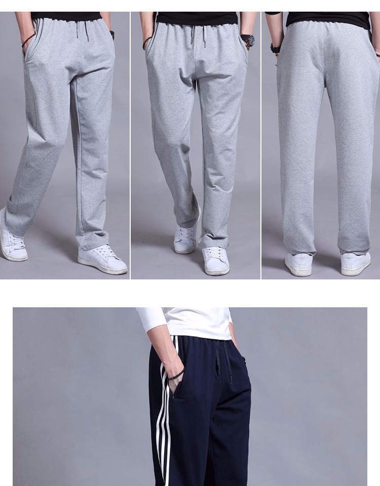 Quần thể thao nam mùa thu và mùa đông cộng với nhung dày cộng với chất béo cỡ lớn lỏng lẻo thẳng quần dài quần kaki nam