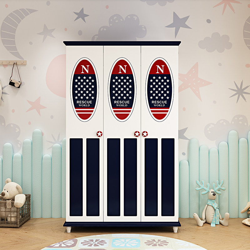Children Wardrobe Modern Brief About Three Door Containing Cabinet Bedroom Simple Wardrobe Multifunction Children's House Furniture Combination