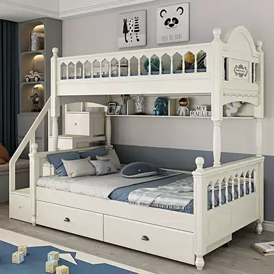 Full solid wood upper and lower beds, double beds, children's mother and child beds, upper and lower wooden beds, two-story high and low beds, small apartment, multi-function