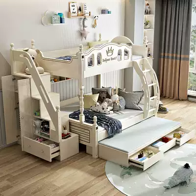 Children's cots/bed boy bunk beds bunk bed girl Wood level bunk bed multifunctional combination