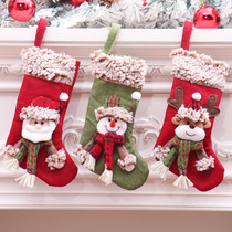 New Christmas decoration small pendant with plush old man snowman Christmas socks childrens small gift bag