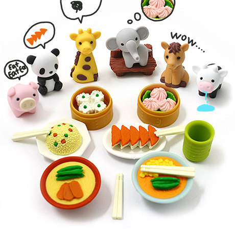 Japan imports IWAKO fun eraser cute cartoon animal shape toy eraser removable assembly