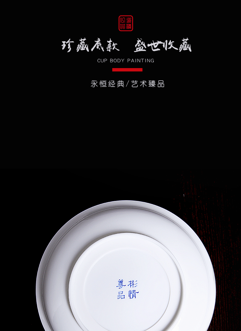 His affection new one product Wang Chenfeng jingdezhen blue and white landscape ceramic plate hand - made heavy fruit tray tables porch decoration