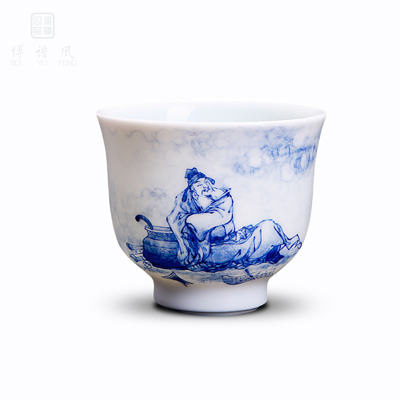 His affection new one product Wang Chenfeng jingdezhen ceramic hand - made master cup blue manual sample tea cup master single CPU