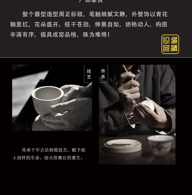 Bo famous collection manual wind cup of jingdezhen blue and white youligong sample tea cup pure hand - made teacup fragrance - smelling cup