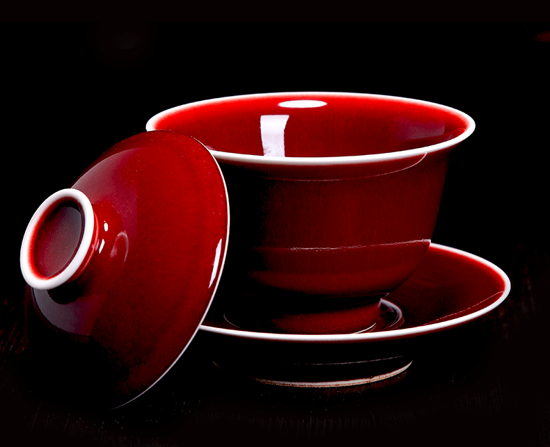 Bo wind jingdezhen lang red tureen collection large color glazed bowl ceramic cups kung fu tea set