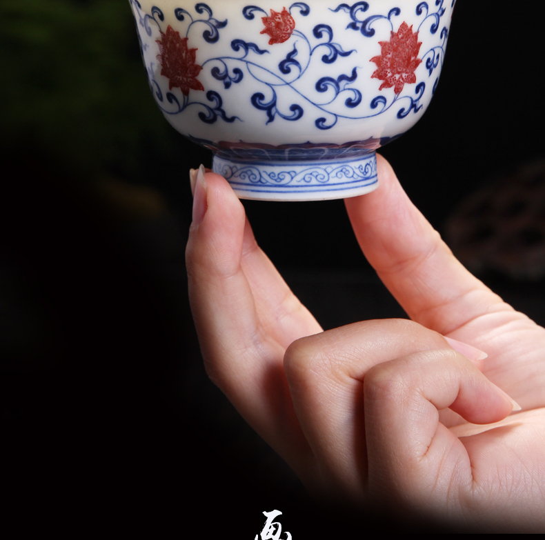 Bo wind jingdezhen porcelain cup pure hand - made of high - grade ceramic masters cup kung fu cup sample tea cup manual bound branches