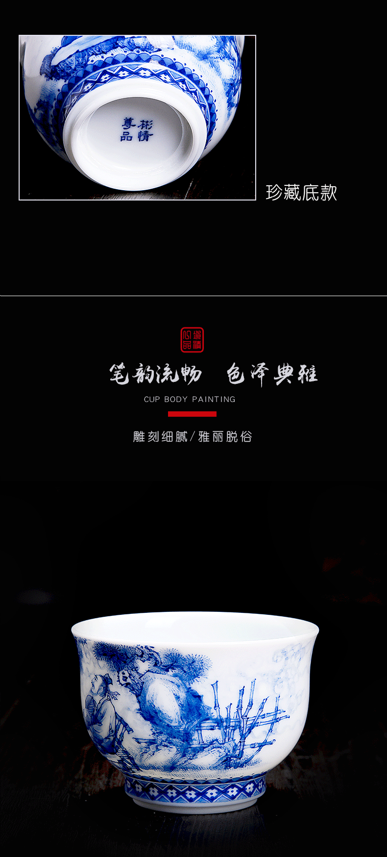 His mood and product Wang Chenfeng jingdezhen best single CPU character sample tea cup, single checking ceramic cups