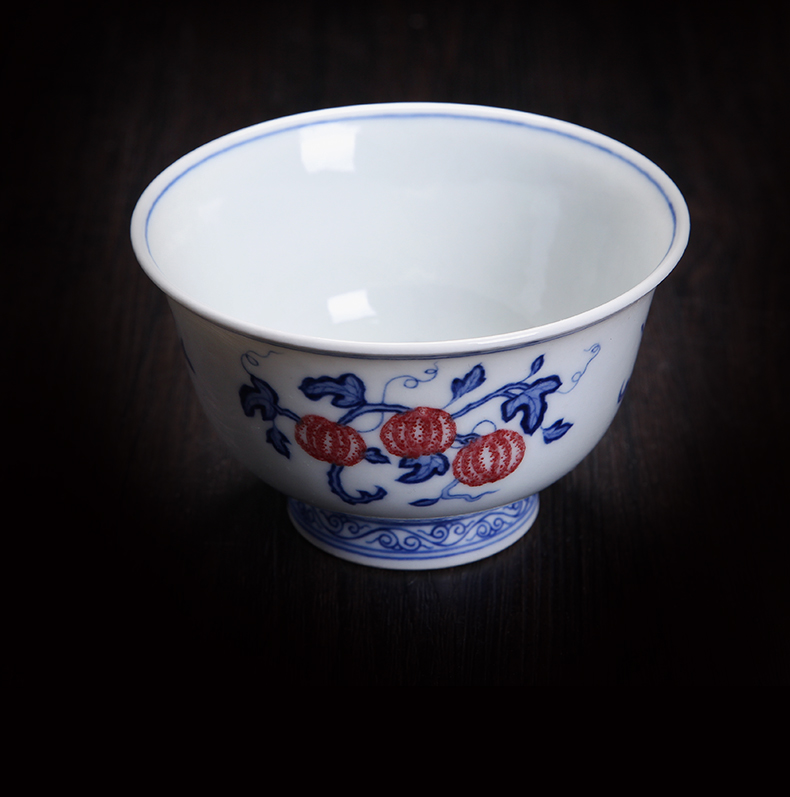 Bo wind hand - made porcelain of jingdezhen ceramics masters cup cup single single cup sample tea cup kung fu tea set