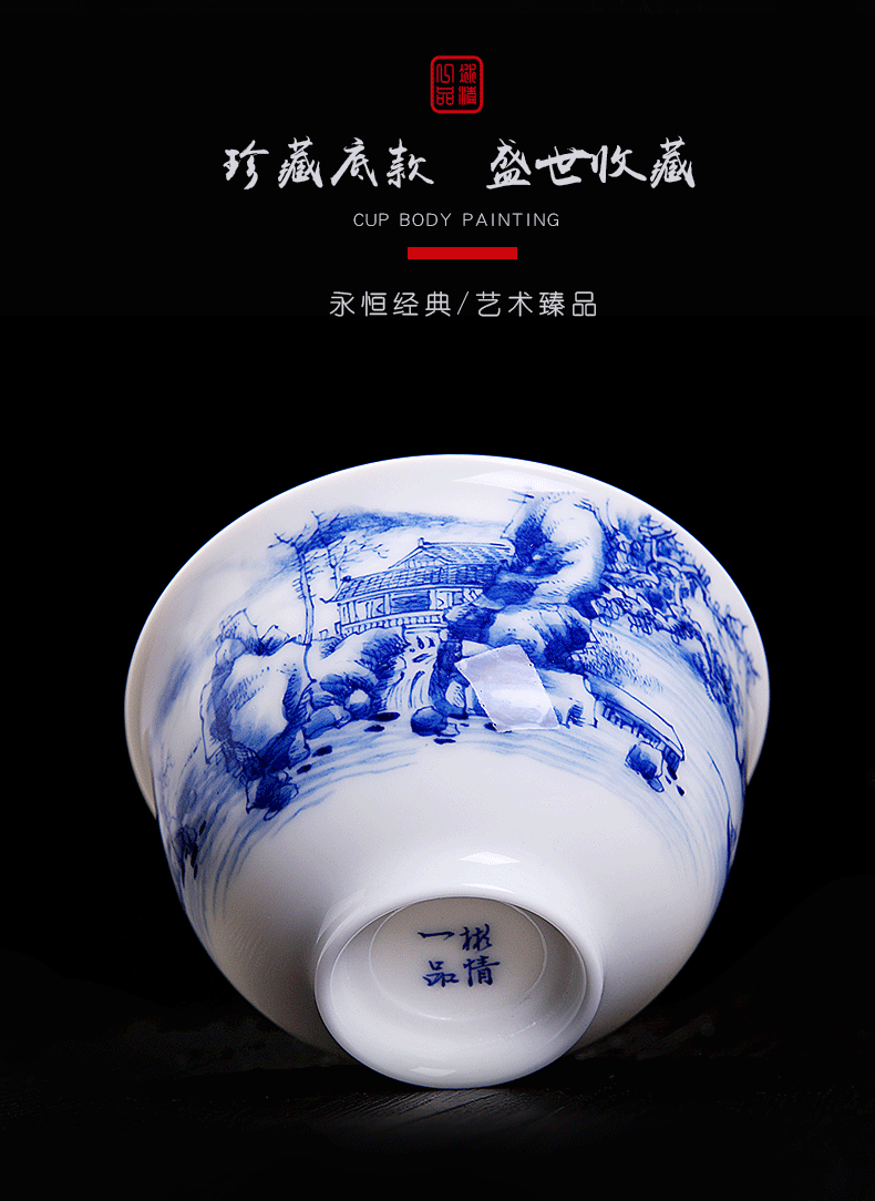 His mood yipin Wang Chenfeng jingdezhen blue and white like ceramic cups chunxiao sample tea cup kung fu tea masters cup