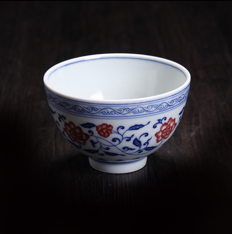 Bo wind jingdezhen blue and white youligong pure hand - made single cup masters cup master sample tea cup ceramic kung fu tea cups