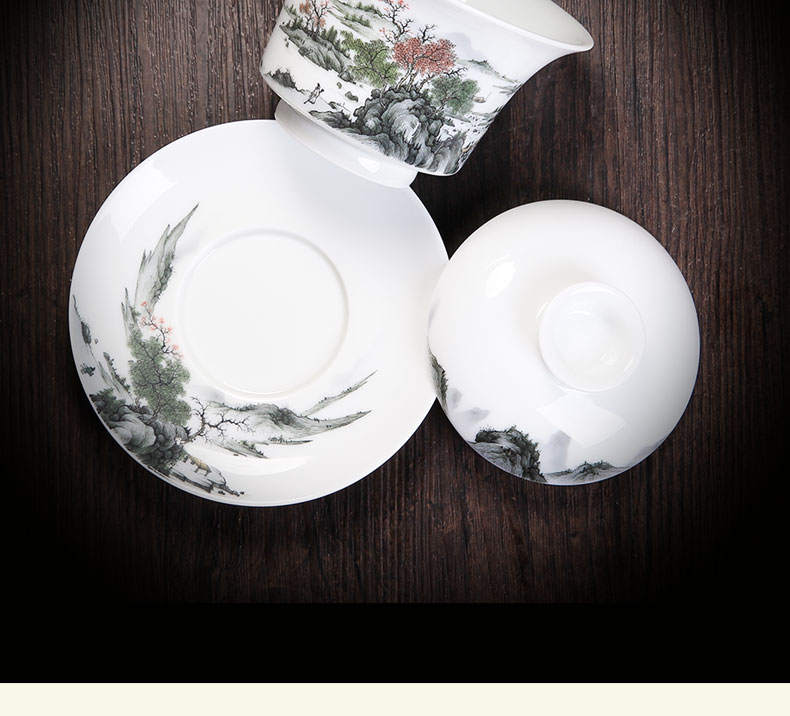 Bo wind ceramic hand - made tureen three single kung fu tea bowl to jingdezhen tea cups wucai