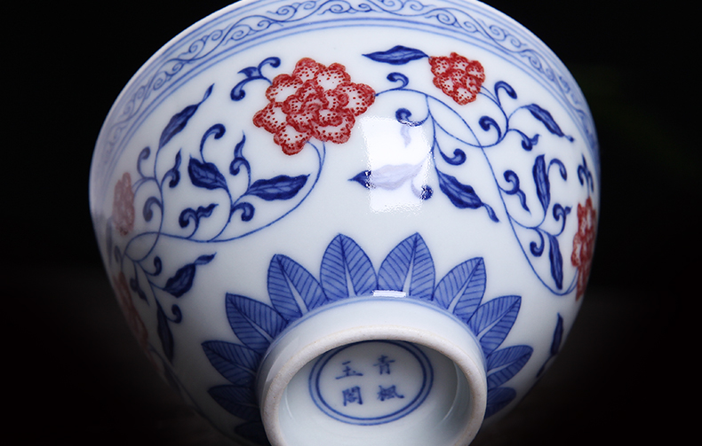 Bo wind jingdezhen blue and white youligong pure hand - made single cup masters cup master sample tea cup ceramic kung fu tea cups