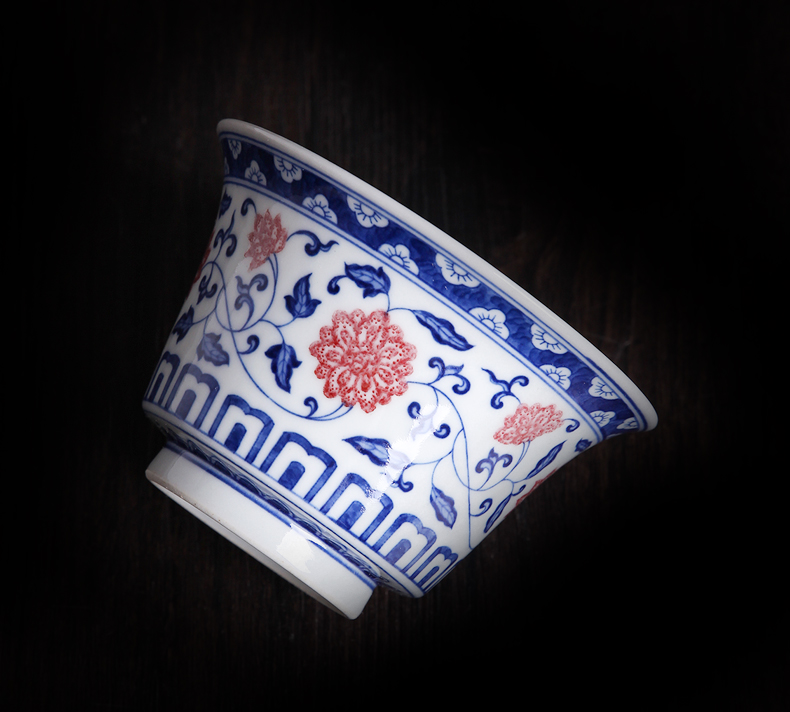 Bo wind three tureen hand - made tureen jingdezhen ceramic kung fu tea set manually make tea bowl cups to tea cups