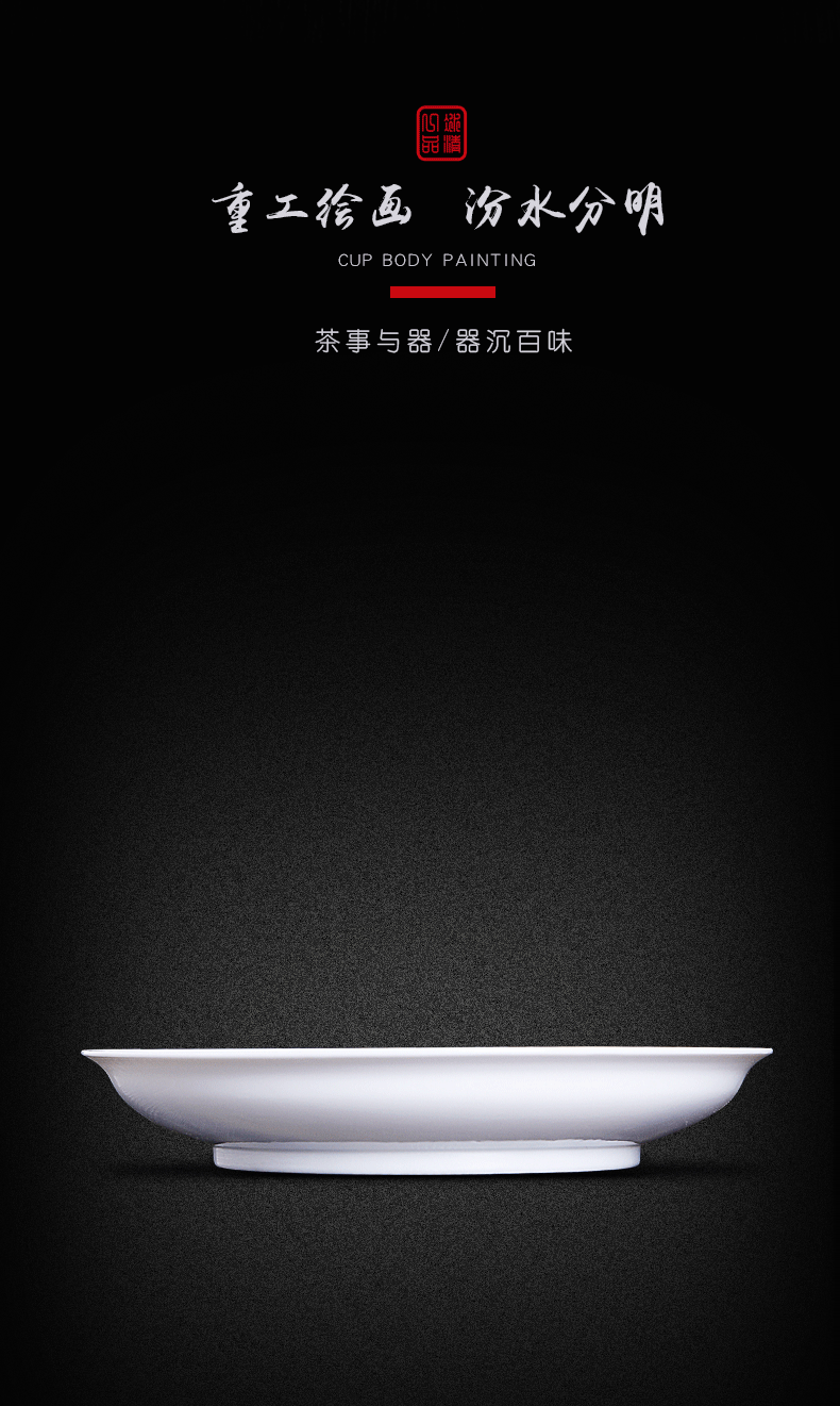 His affection new one product Wang Chenfeng jingdezhen blue and white landscape ceramic plate hand - made heavy fruit tray tables porch decoration