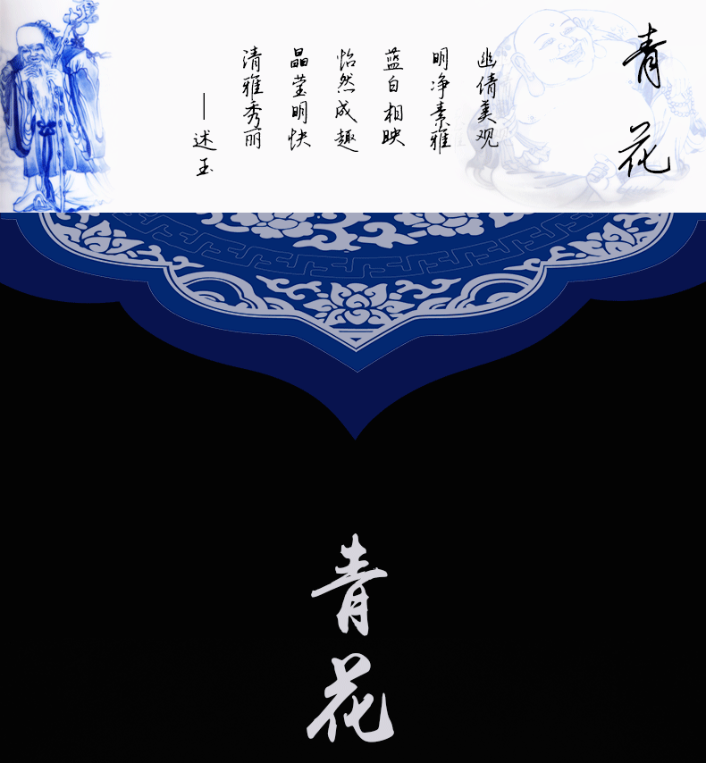 Above jade [naijing] jingdezhen ceramic pressure hand cup hand - made of blue and white porcelain Buddha master cup cup home collection