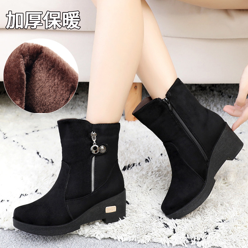 Old Beijing cloth shoes women's boots winter thick cotton shoes wedge heel short boots women's snow boots waterproof platform thick sole plus velvet boots