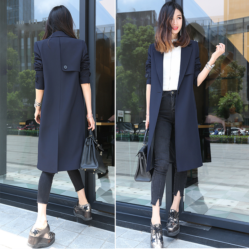 Spring 2021 versatile coat women's spring and autumn mid-length edition blazer temperament goddess Fan trench coat big brand suit coat