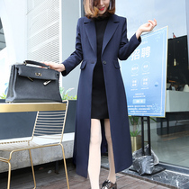 2021 suit trench coat womens long high-end blazer spring and autumn skirt slim waist classic long coat