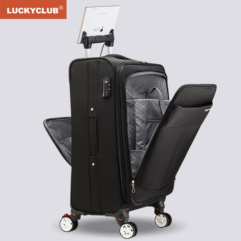 Lucky Club Oxford Cloth Suitcase Canvas Travel Woman 20 Inch 183246 Men Boarding Large Capacity Pull-Lever Box