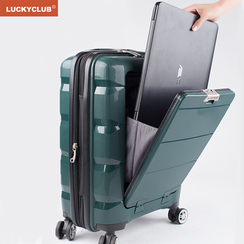 Lucky Club suitcase universal wheel 20 inch trolley suitcase men's and women's literature retro code computer luggage bag