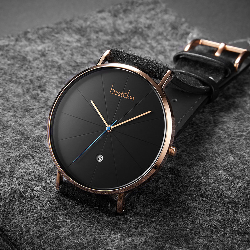 Bunton velvet belt men's watch men's light luxury niche design simple student trend retro waterproof quartz watch