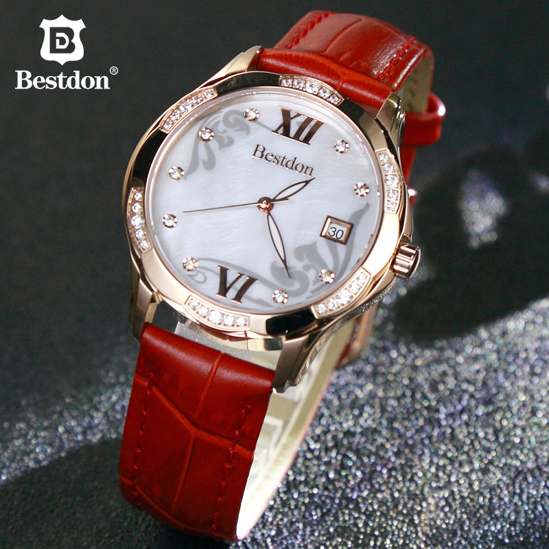 Bonton ladies watch women's light luxury niche temperament waterproof student quartz watch red belt women's watch brand