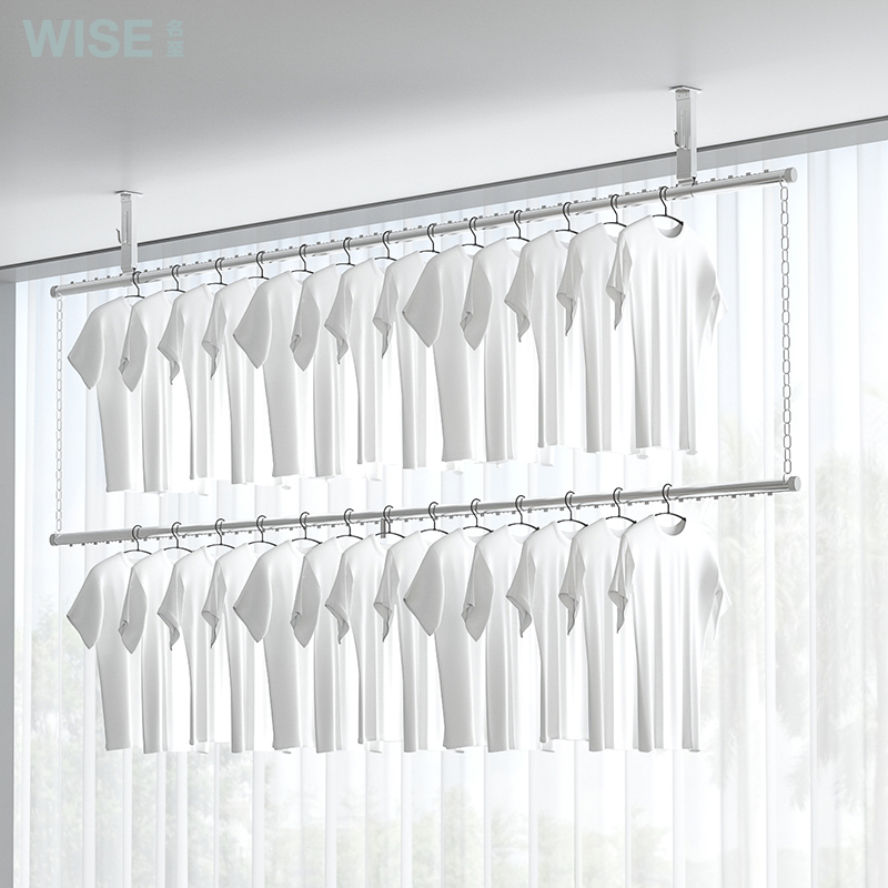 Single-double-pole clotheshorse Balcony Top Dress Fixed Sunburn God Instrumental Windproof home Hanging Cool Clothes clothes hanger