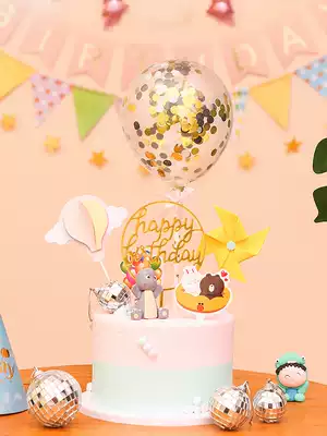 10 cake card decoration 5 inch love round balloon dessert table cake flag sequin paper plug-in