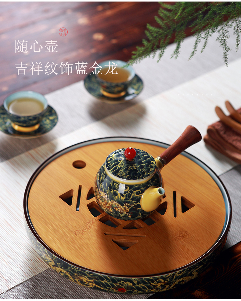 Jingdezhen household kung fu tea set ceramic porcelain tea tray teapot six cups of a complete set of large tea tray