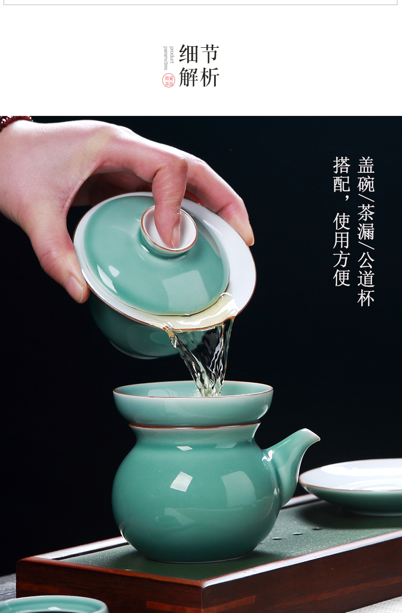 Jingdezhen color glaze porcelain kung fu tea set blunt tea ware home outfit tureen of a complete set of ceramic tea cups