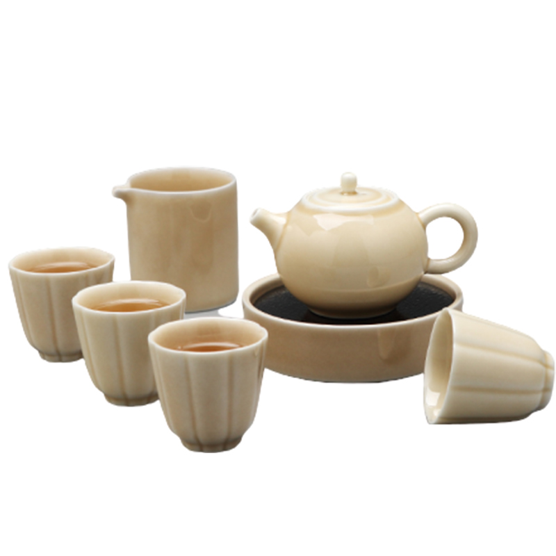 Jingdezhen agate glaze kung fu tea set teapot teacup home sitting room ceramic water tea tray was small cups