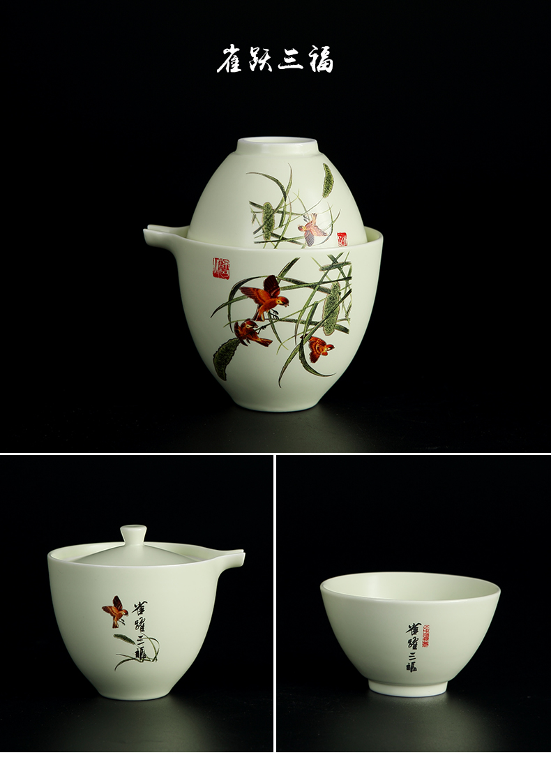 Jingdezhen ceramic cup to crack a pot of a car'll with kung fu tea set a single portable cups