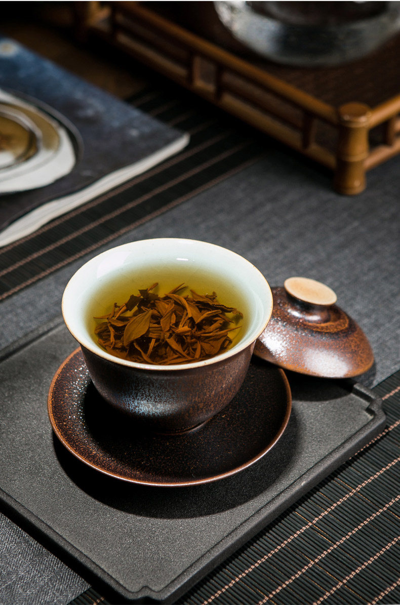 Three tureen teacup only a single red the jingdezhen ceramic bowl with a large hand tea kung fu tea tea set