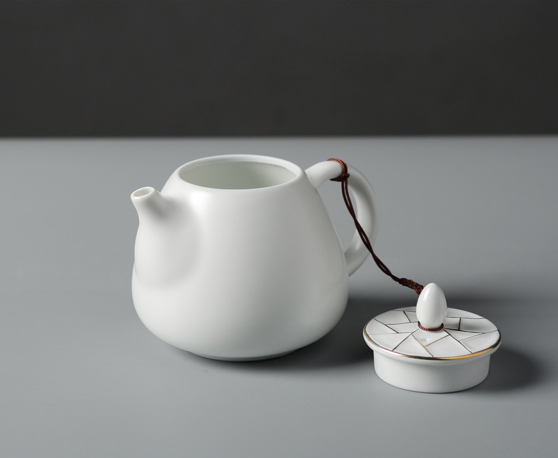 Jingdezhen teapot household white porcelain ceramic teapot single pot of tea is small kung fu tea kettle