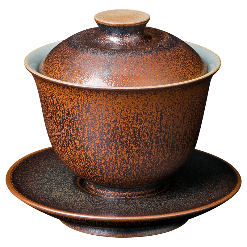 Three tureen teacup only a single red the jingdezhen ceramic bowl with a large hand tea kung fu tea tea set