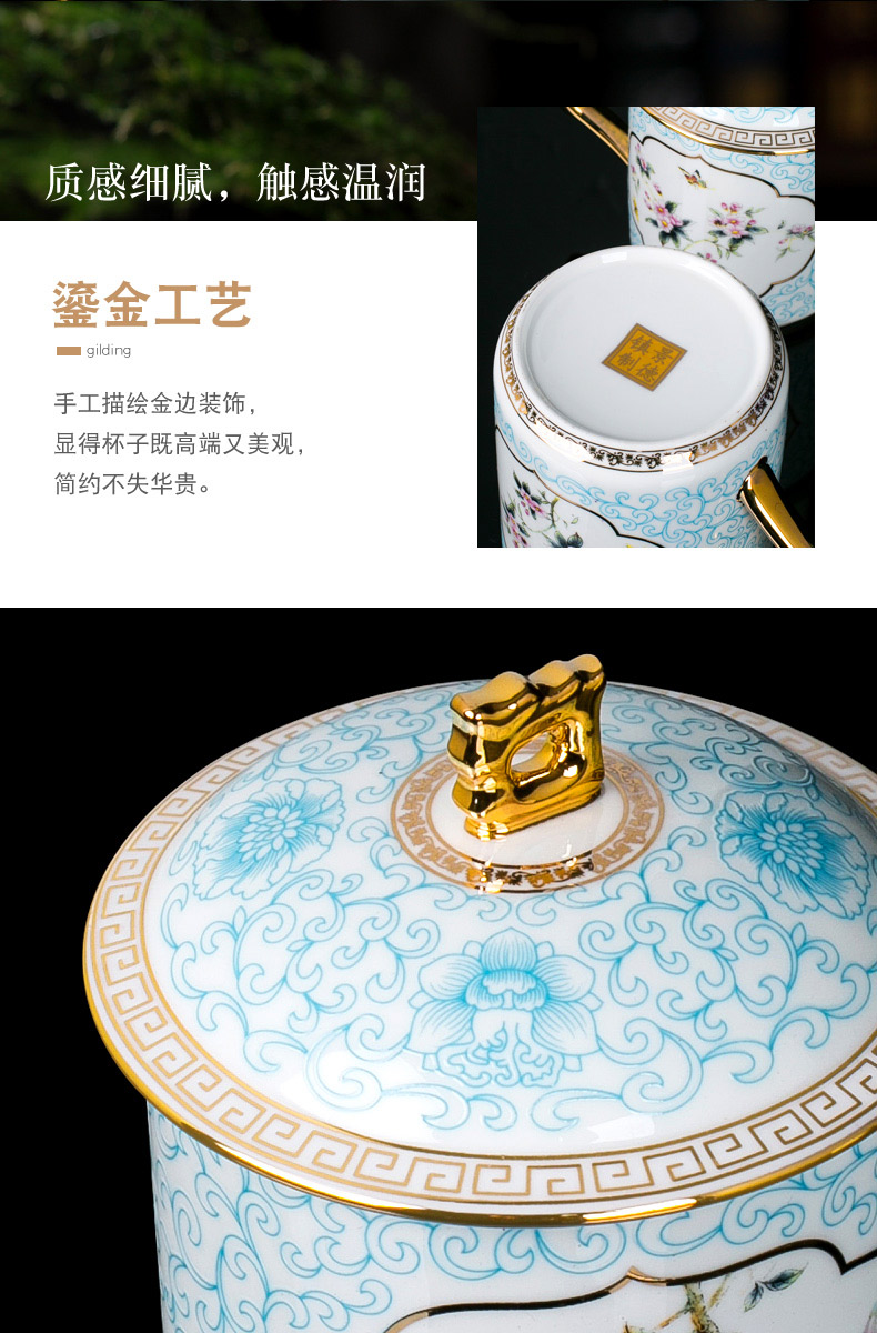 Jingdezhen tea cups porcelain enamel paint men ultimately responds a cup of office cup with cover cup to send a gift boxes