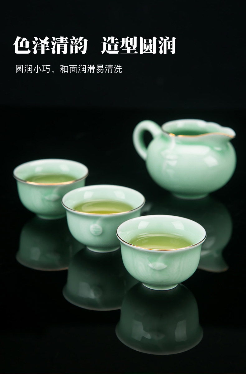 Jingdezhen ceramic film celadon kung fu tea set suit household contracted sitting room of a complete set of paint tureen tea