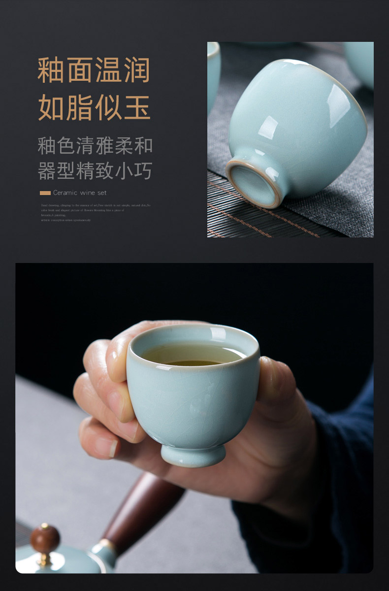 Your up kung fu tea set home sitting room of jingdezhen ceramic ice cracked piece of Your porcelain pot of tea cup side