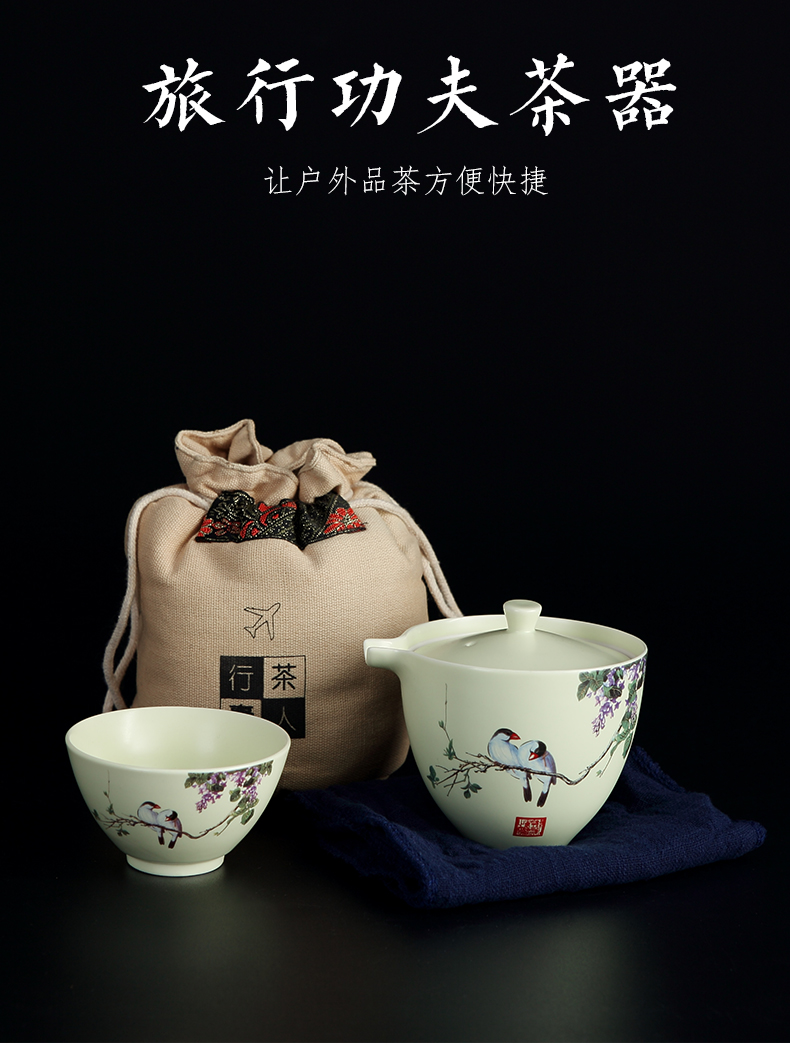 Jingdezhen ceramic cup to crack a pot of a car'll with kung fu tea set a single portable cups