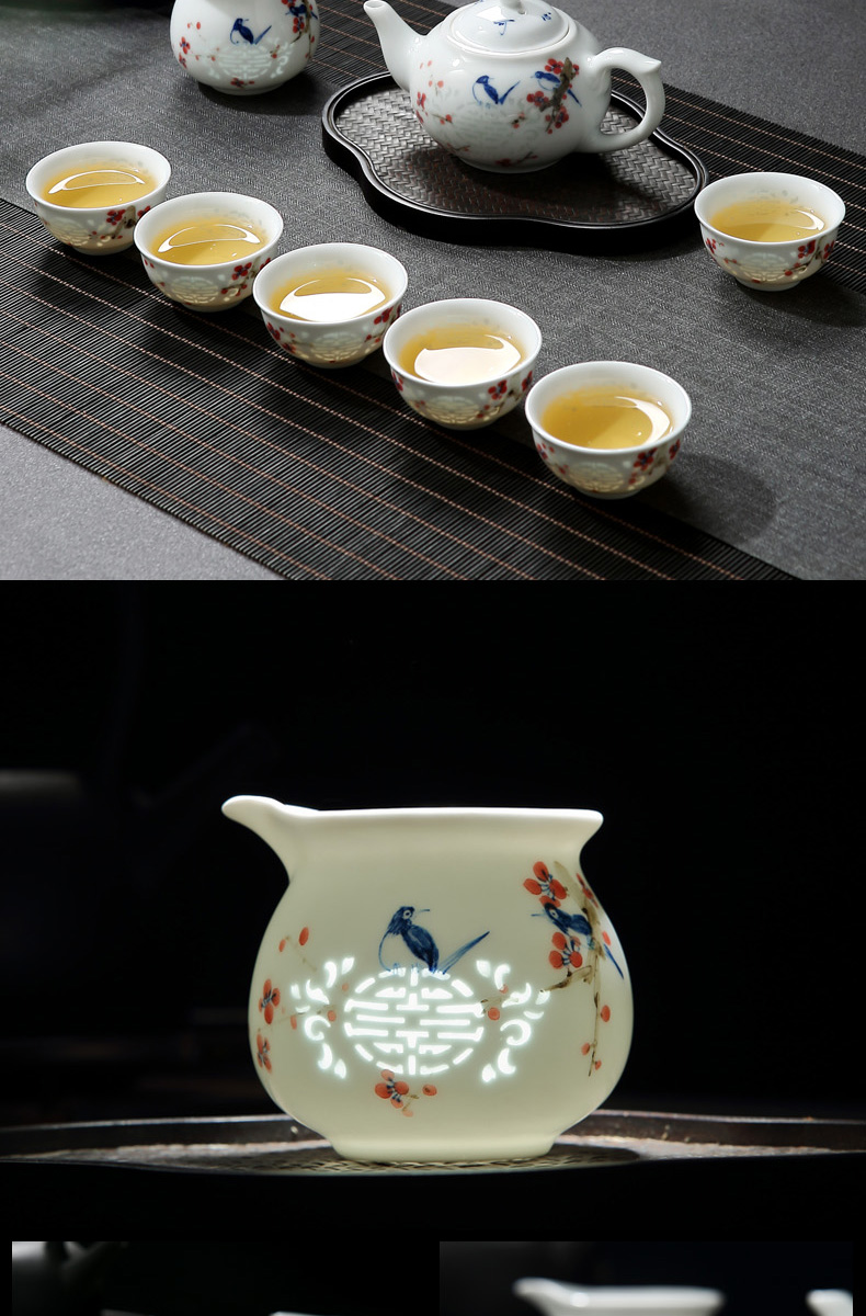 Jingdezhen Chinese lid and exquisite porcelain bowl of tea tea cups hand - made porcelain of kung fu tea set home