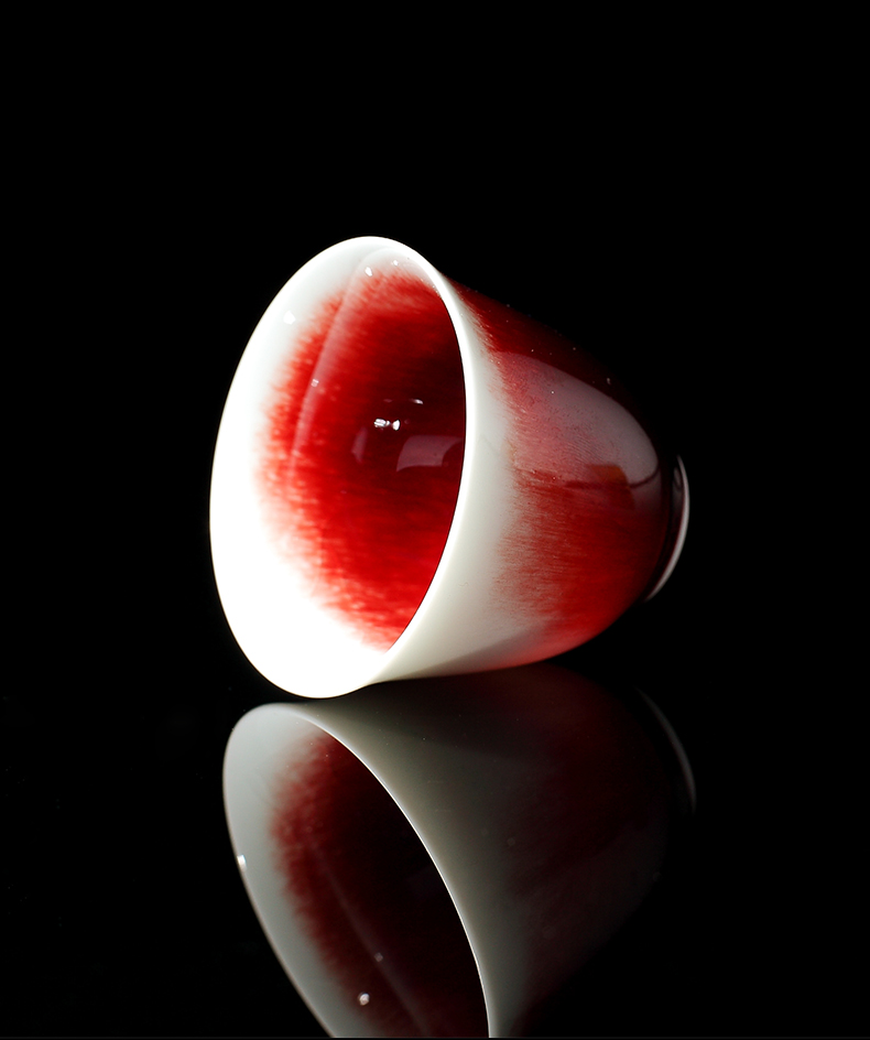 Jingdezhen ceramic up red ice crack glaze on the master cup single cup sample tea cup kung fu tea set large cups