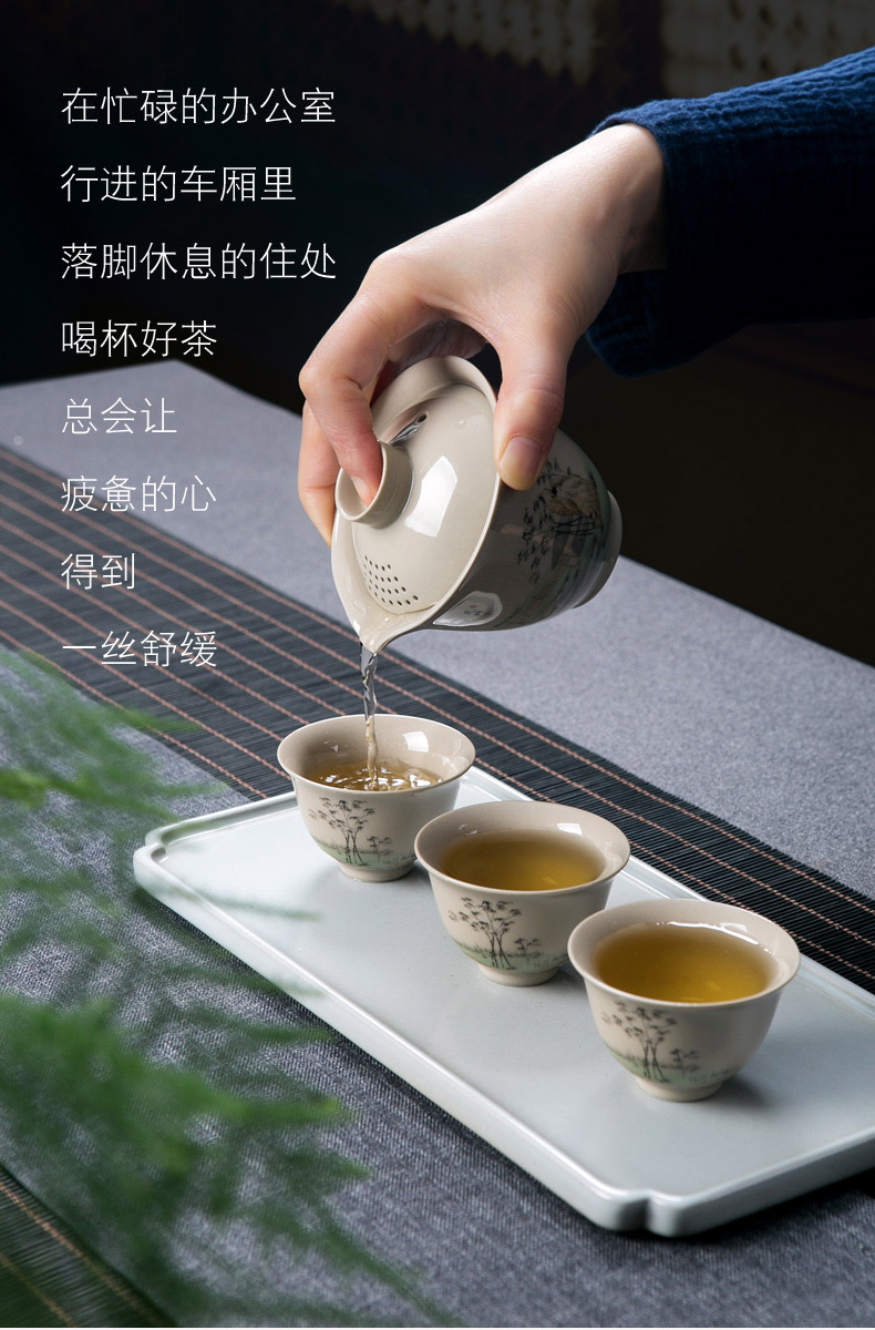To crack a pot of three portable travel package was suit jingdezhen ceramic tea separation with the teapot
