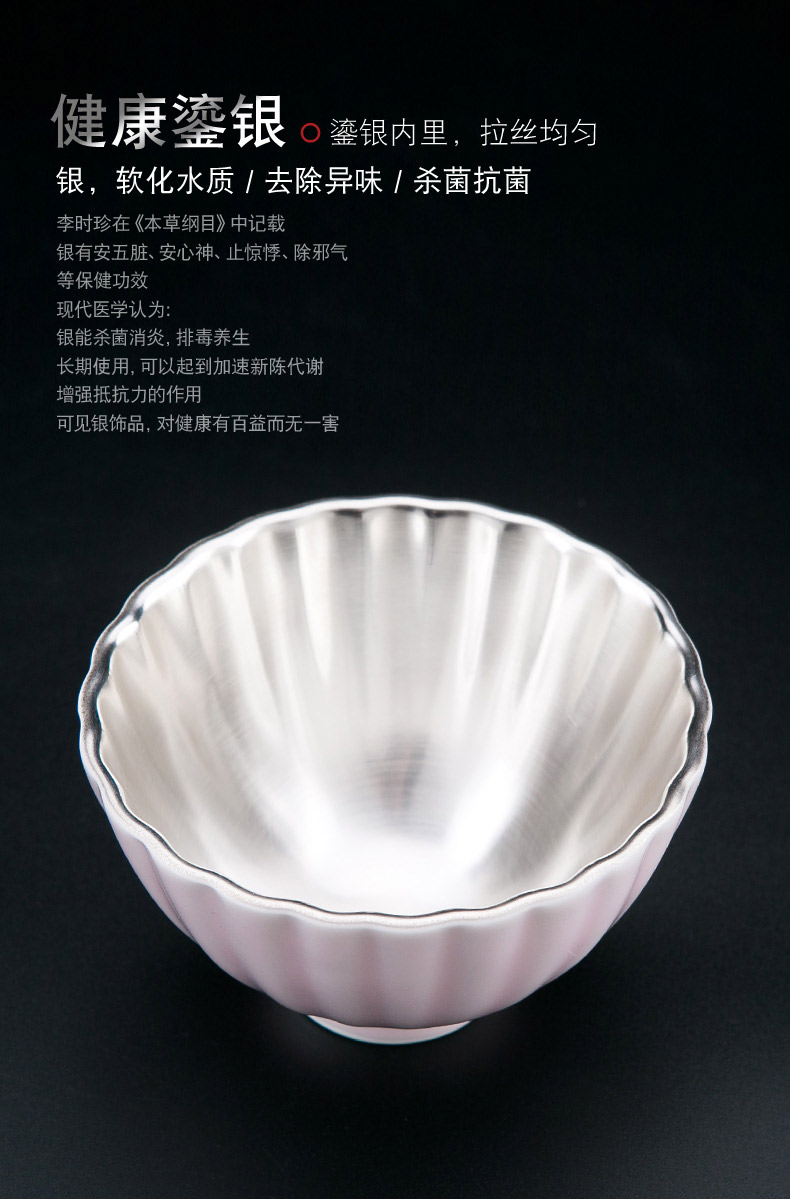 Jingdezhen ceramic kunfu tea cup master cup single cup cup woman sample tea cup coppering. As silver color glaze large petals