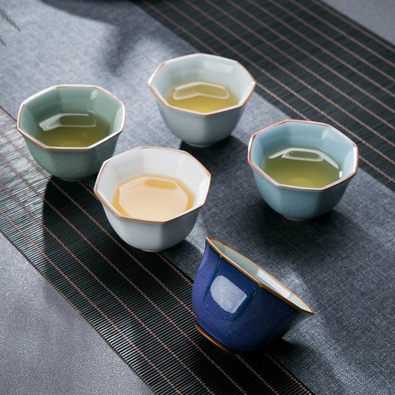 Five ancient jun kung fu tea sets, small household jingdezhen your up ceramic cups tea sample tea cup, master cup