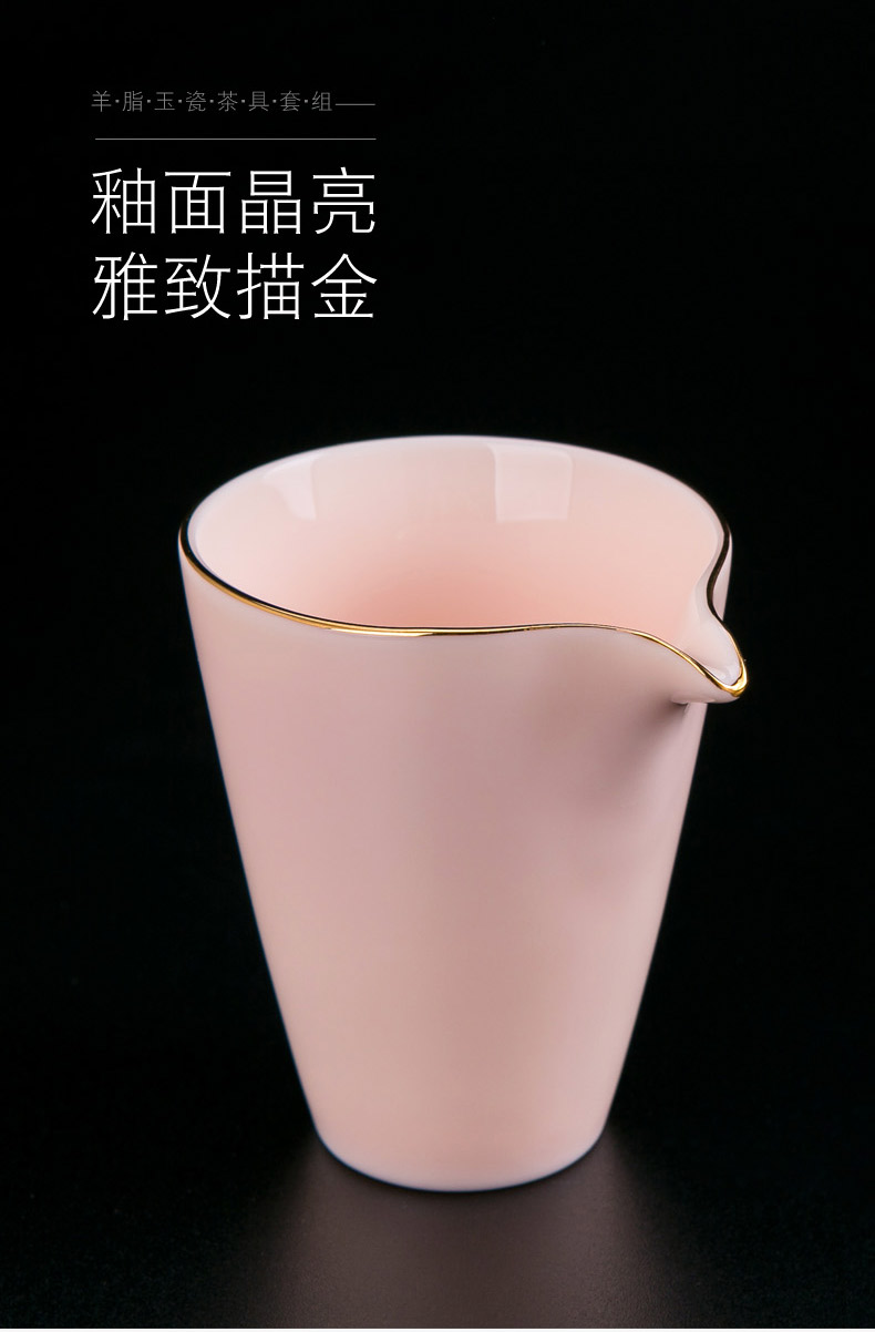 Jingdezhen suet jade porcelain kunfu tea tea set suit household contracted sitting room tea pot lid to use fuels the small tea cups