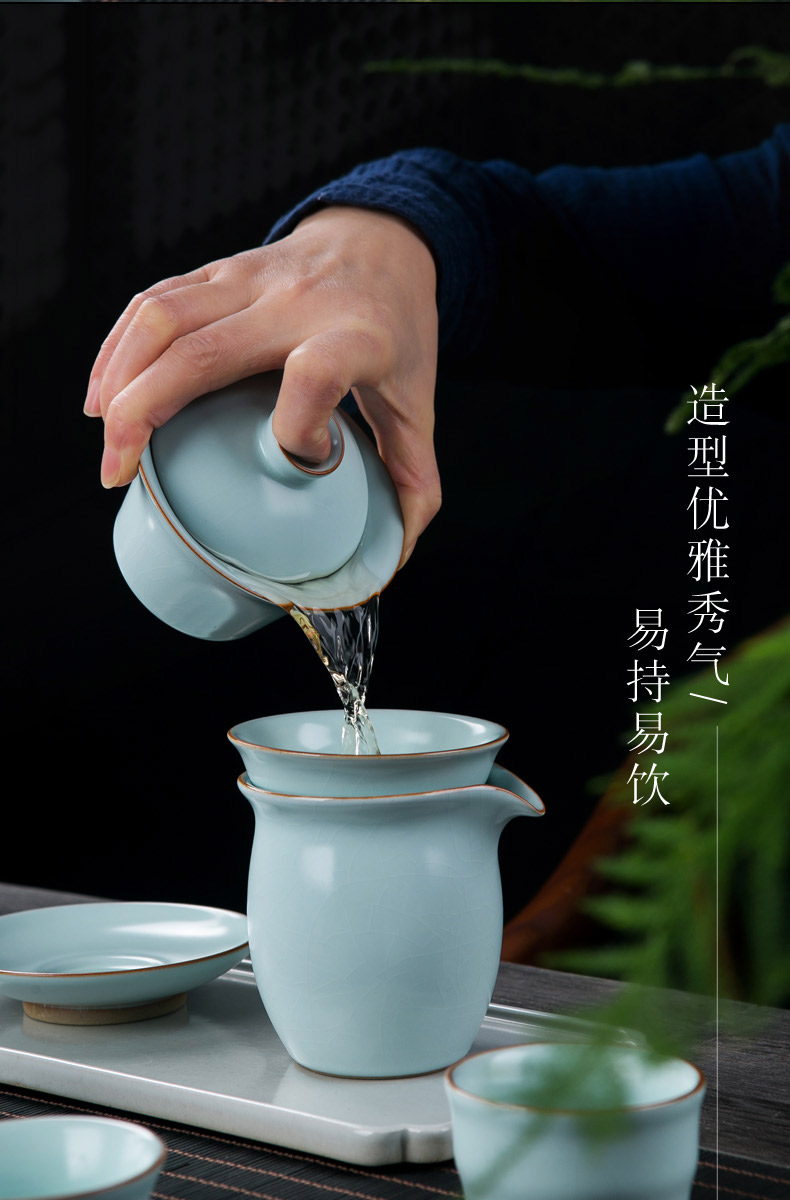Your up the was suit household contracted sitting room jingdezhen porcelain ice cracked tureen kung fu tea cups